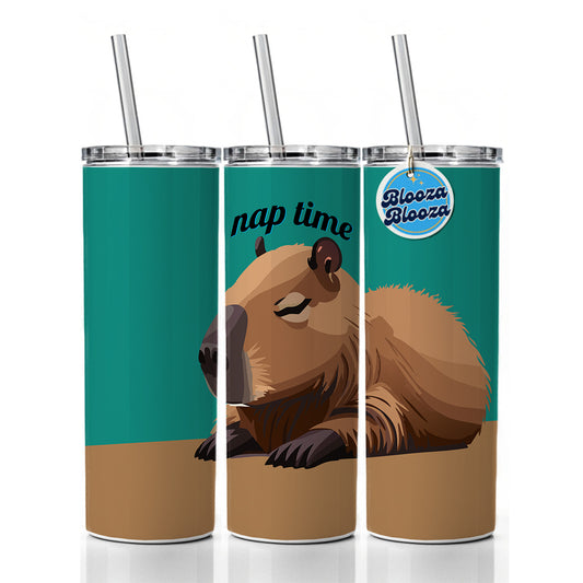 Capybara Nap Time Napping Sleeping Tired Skinny Tumbler 20oz with Straw Insulated Water Bottle Gift