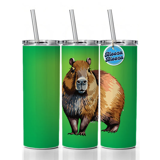 Capybara Standing Skinny Tumbler 20oz with Straw Insulated Water Bottle Gift