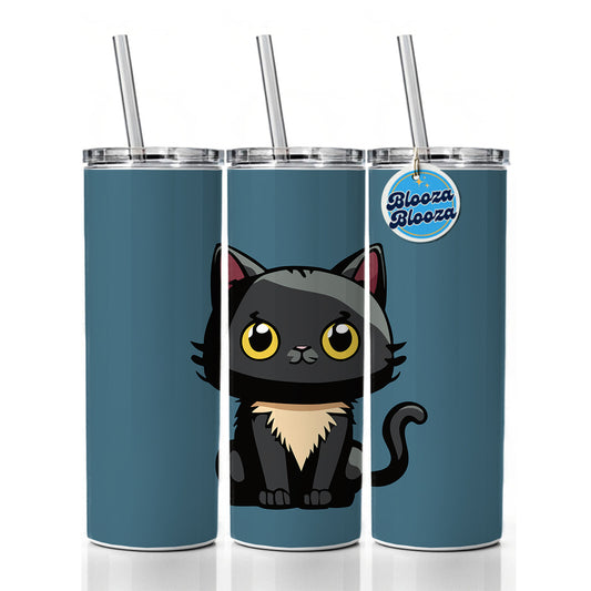Cat Kitty Chibi Skinny Tumbler 20oz with Straw Insulated Water Bottle Gift