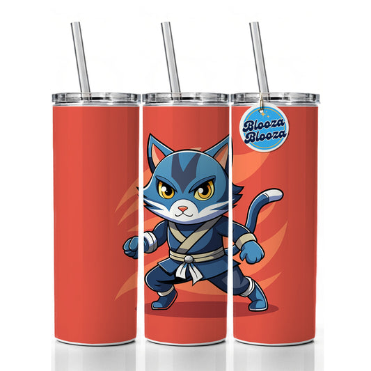 Cat Ninja Skinny Tumbler 20oz with Straw Insulated Water Bottle Gift