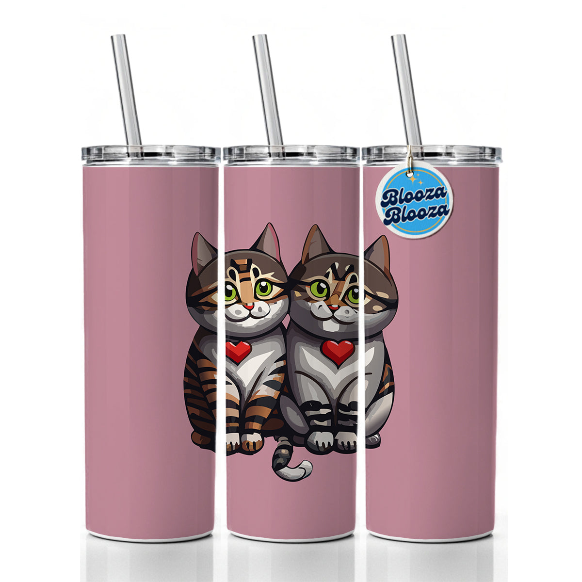 Cats Love Valentines Day Wedding Anniversary Skinny Tumbler 20oz with Straw Insulated Water Bottle Gift