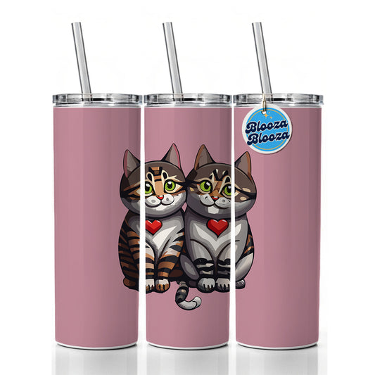 Cats Love Valentines Day Wedding Anniversary Skinny Tumbler 20oz with Straw Insulated Water Bottle Gift
