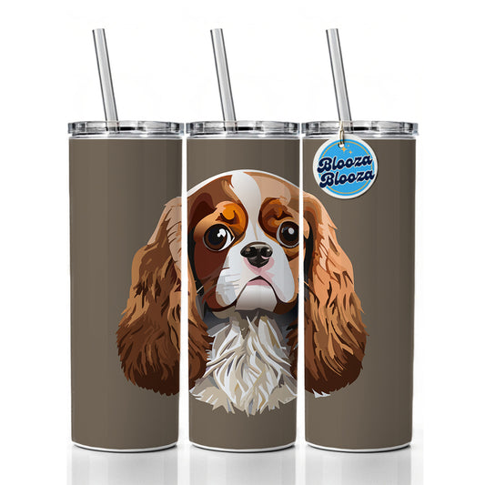 Cavalier King Charles Spaniel Dog Face Skinny Tumbler 20oz with Straw Insulated Water Bottle Gift