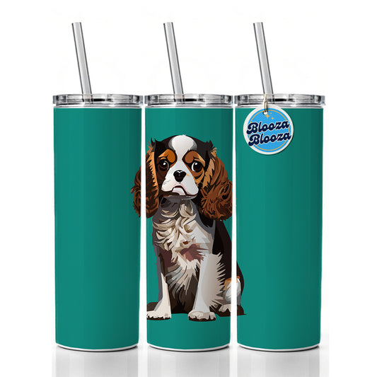 Cavalier King Charles Spaniel Dog Tricolour Tricolor Skinny Tumbler 20oz with Straw Insulated Water Bottle Gift