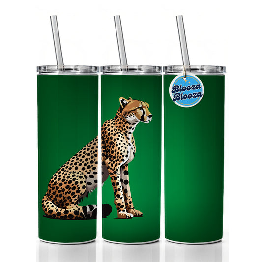 Cheetah Sitting Profile Big Cat Skinny Tumbler 20oz with Straw Insulated Water Bottle Gift
