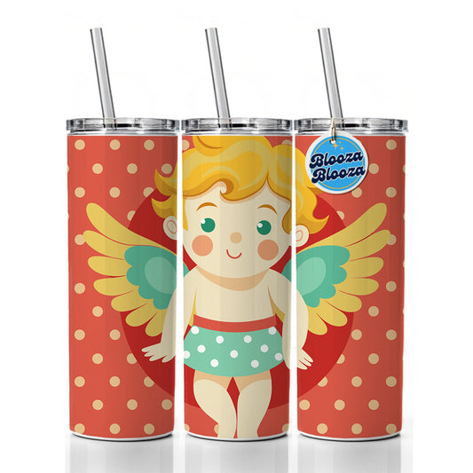 Cherub Cupid Cute Valentines Day Skinny Tumbler 20oz with Straw Insulated Water Bottle Gift