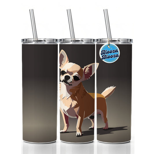 Chihuahua Dog Standing Skinny Tumbler 20oz with Straw Insulated Water Bottle Gift