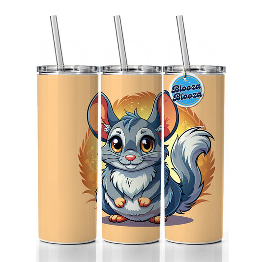 Chinchilla Cute Skinny Tumbler 20oz with Straw Insulated Water Bottle Gift
