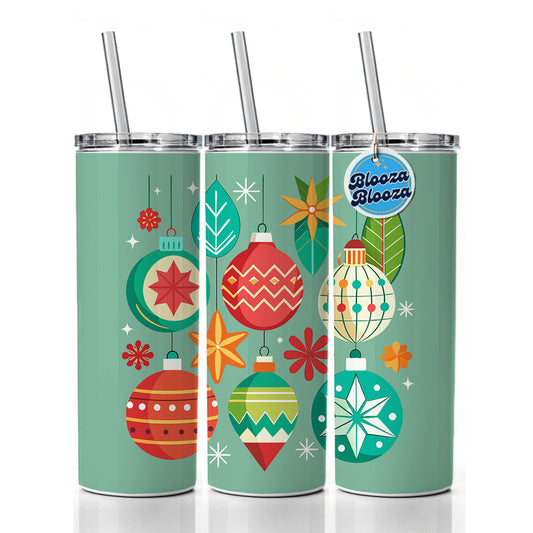 Christmas Ornaments Modern Skinny Tumbler 20oz with Straw Insulated Water Bottle Gift