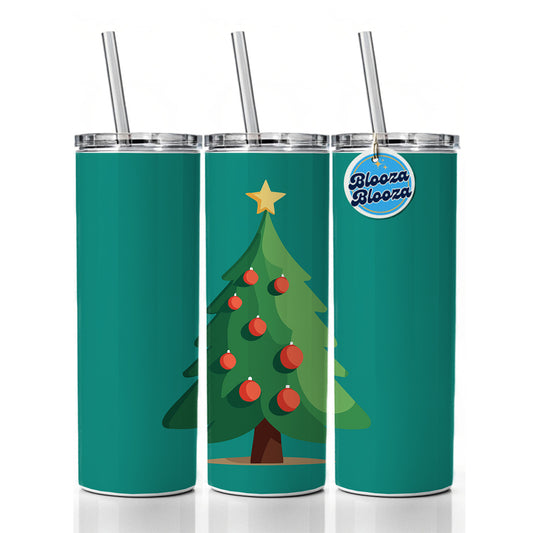 Christmas Tree Cute Skinny Tumbler 20oz with Straw Insulated Water Bottle Gift