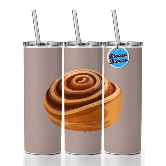 Cinnamon Roll Bun Skinny Tumbler 20oz with Straw Insulated Water Bottle Gift