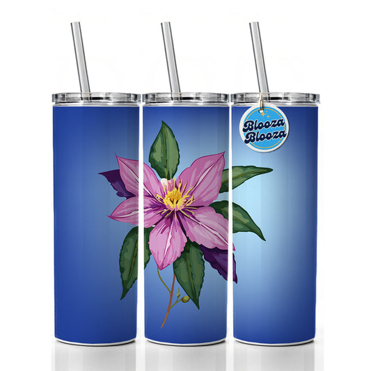 Clematis Flower Purple Watercolor Skinny Tumbler 20oz with Straw Insulated Water Bottle Gift