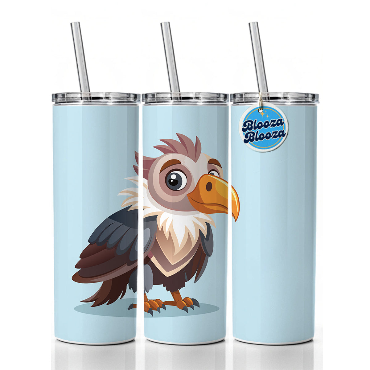 Condor Bird Cute Skinny Tumbler 20oz with Straw Insulated Water Bottle Gift