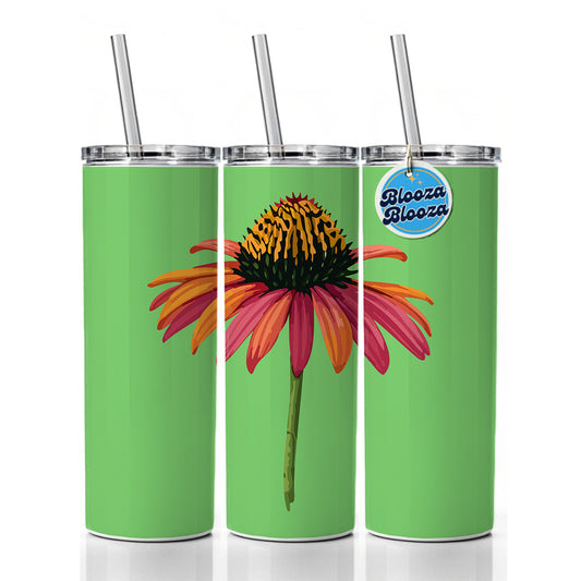 Coneflower Flower Watercolor Skinny Tumbler 20oz with Straw Insulated Water Bottle Gift