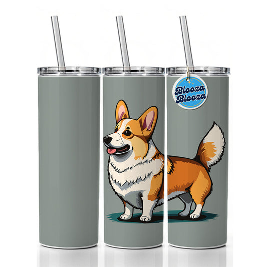 Corgi Dog Standing Skinny Tumbler 20oz with Straw Insulated Water Bottle Gift
