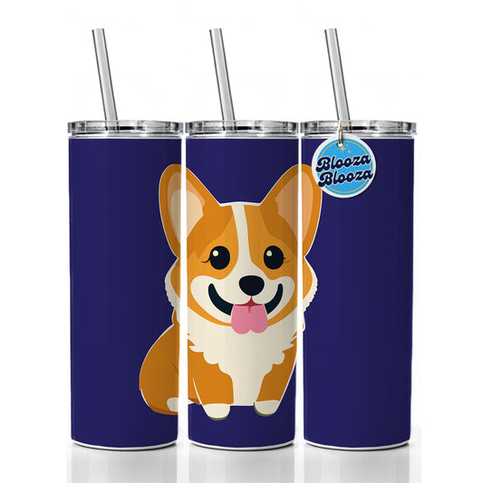 Corgi Dog Sweet Skinny Tumbler 20oz with Straw Insulated Water Bottle Gift
