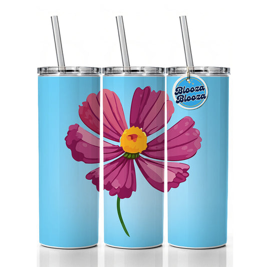 Cosmos Flower Pink Skinny Tumbler 20oz with Straw Insulated Water Bottle Gift