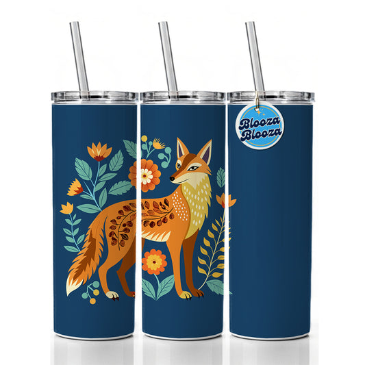 Coyote Pretty Floral Flowers Skinny Tumbler 20oz with Straw Insulated Water Bottle Gift