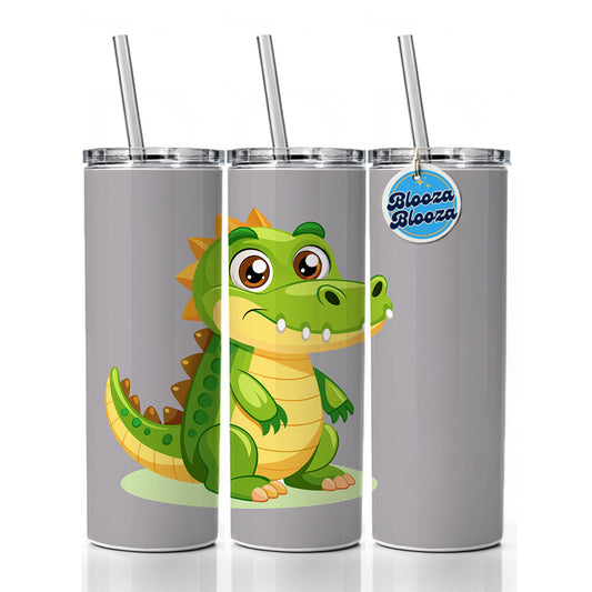 Crocodile Alligator Cute Skinny Tumbler 20oz with Straw Insulated Water Bottle Gift