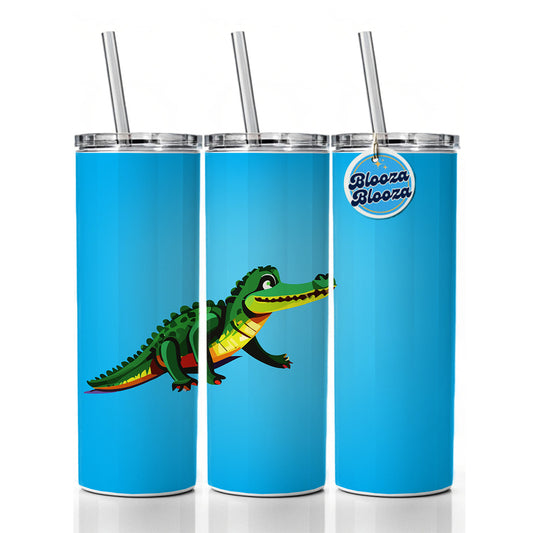 Crocodile Alligator on the Move Skinny Tumbler 20oz with Straw Insulated Water Bottle Gift