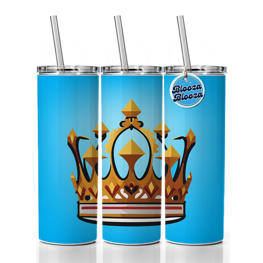 Crown King Queen Royalty Skinny Tumbler 20oz with Straw Insulated Water Bottle Gift