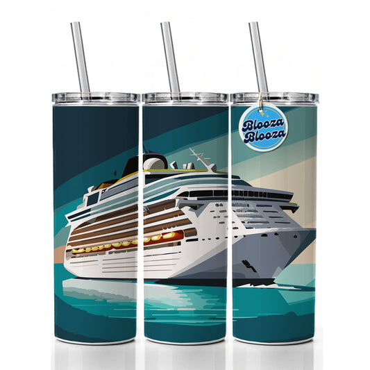 Cruise Ship Cruising Ocean Trip Vacation Bon Voyage Skinny Tumbler 20oz with Straw Insulated Water Bottle Gift