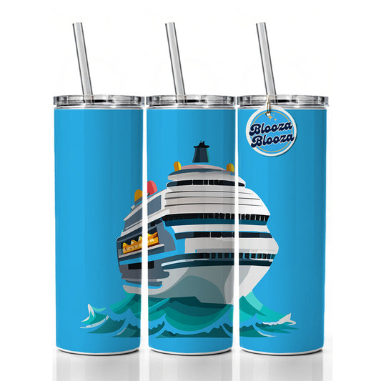 Cruise Ship on Ocean Trip Vacation Bon Voyage Skinny Tumbler 20oz with Straw Insulated Water Bottle Gift