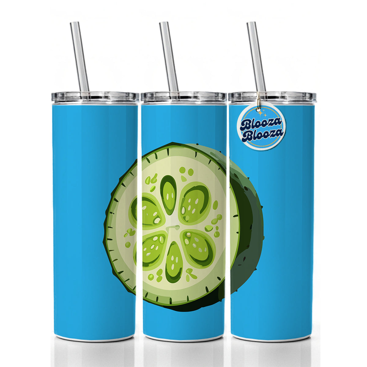 Cucumber Slice Vegetable Skinny Tumbler 20oz with Straw Insulated Water Bottle Gift