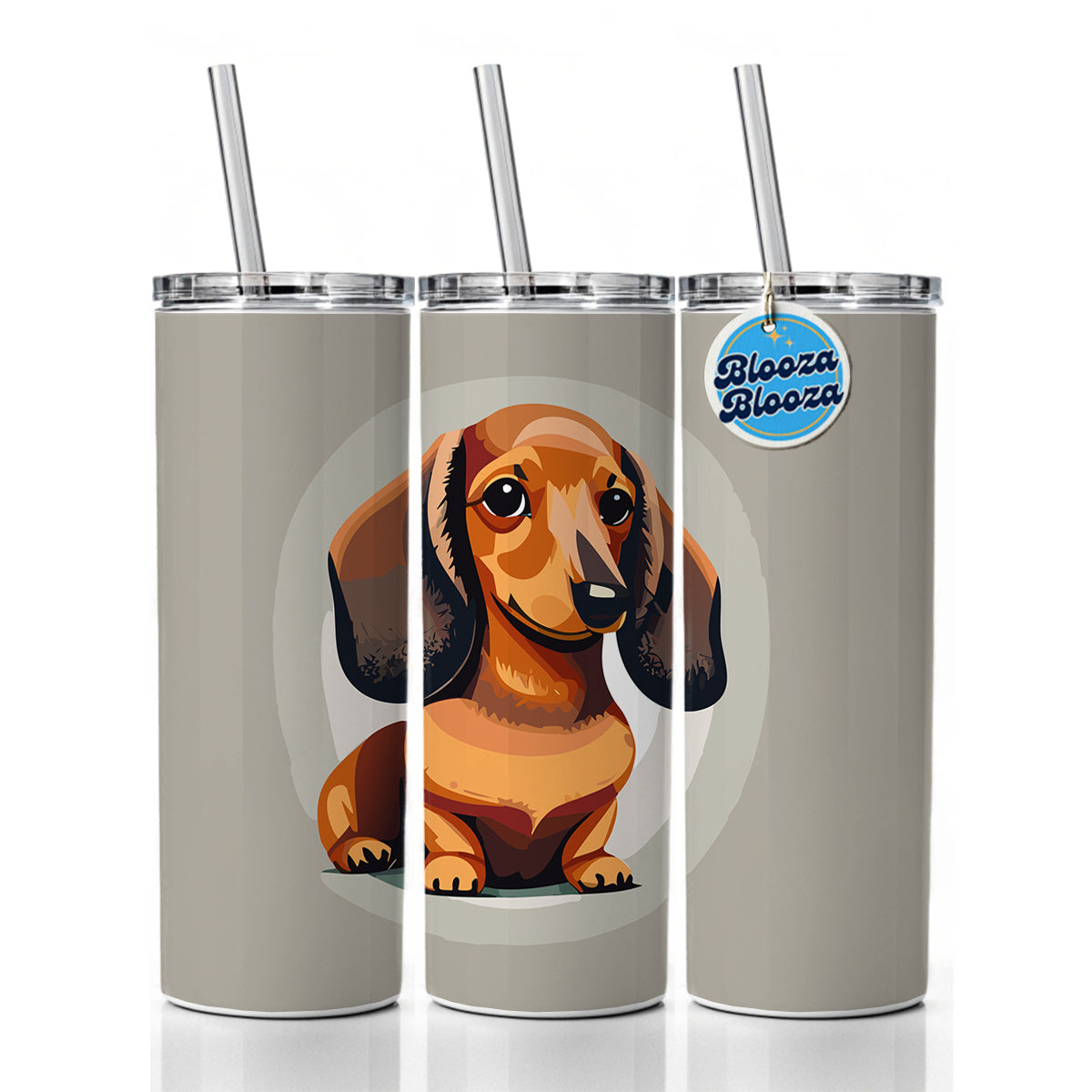 Dachshund Dog Cute Skinny Tumbler 20oz with Straw Insulated Water Bottle Gift
