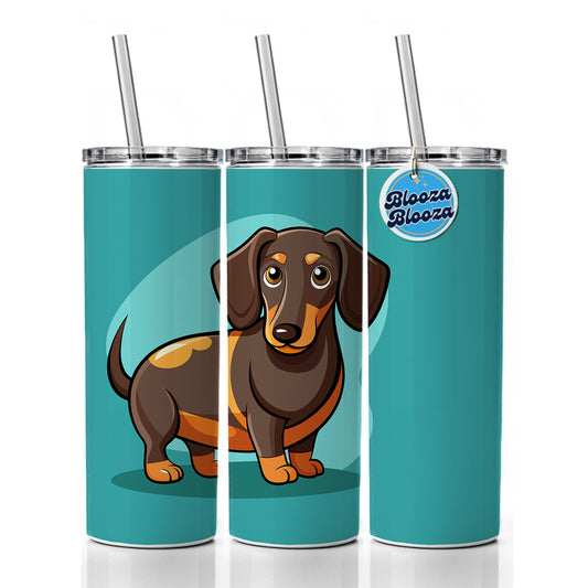 Dachshund Dog Profile Skinny Tumbler 20oz with Straw Insulated Water Bottle Gift