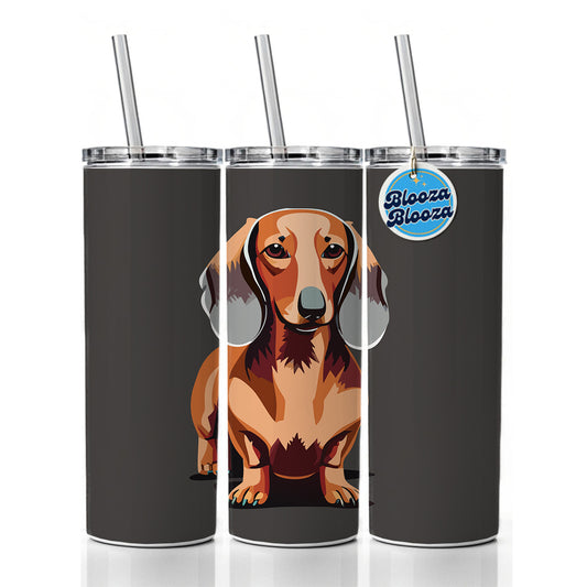 Dachshund Dog Standing Skinny Tumbler 20oz with Straw Insulated Water Bottle Gift