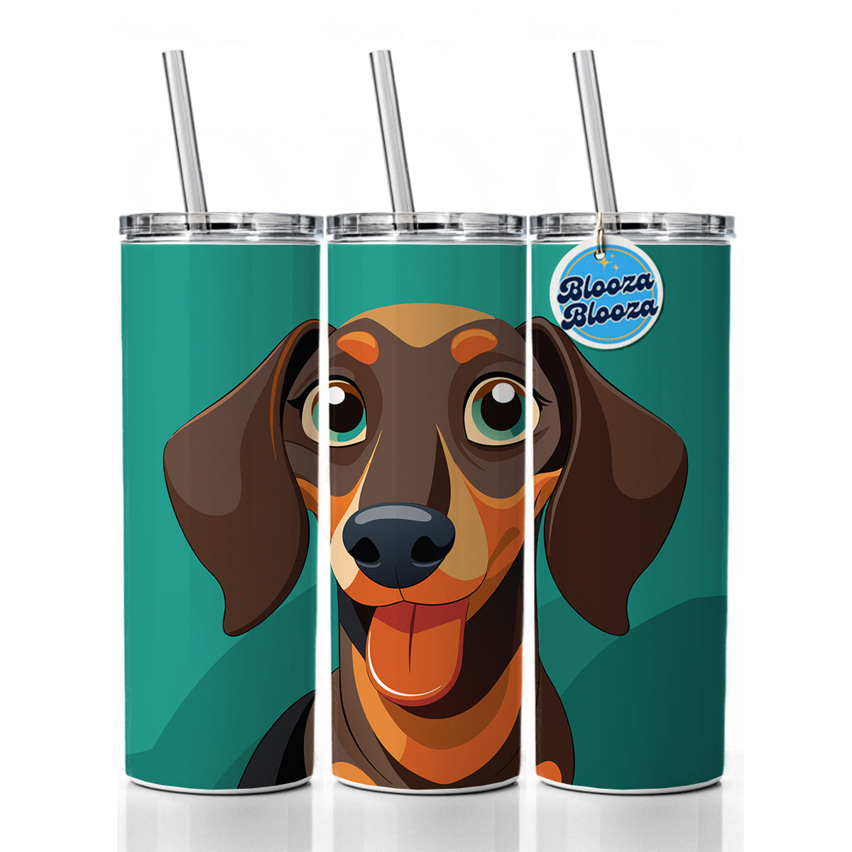 Dachshund Dog Sticking Out Tongue Funny Skinny Tumbler 20oz with Straw Insulated Water Bottle Gift