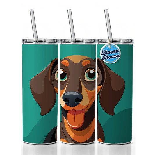 Dachshund Dog Sticking Out Tongue Funny Skinny Tumbler 20oz with Straw Insulated Water Bottle Gift