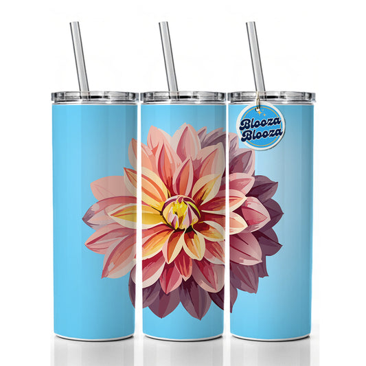 Dahlia Flower Watercolor Skinny Tumbler 20oz with Straw Insulated Water Bottle Gift