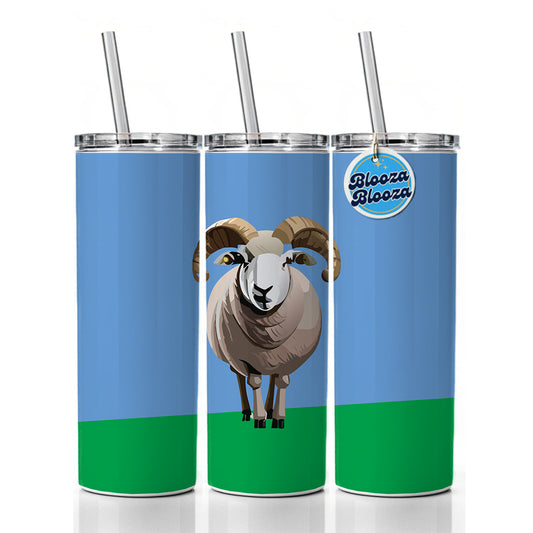 Dall Sheep Thinhorn Wild Staring Skinny Tumbler 20oz with Straw Insulated Water Bottle Gift