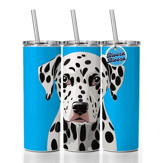 Dalmatian Dog Head Staring Skinny Tumbler 20oz with Straw Insulated Water Bottle Gift