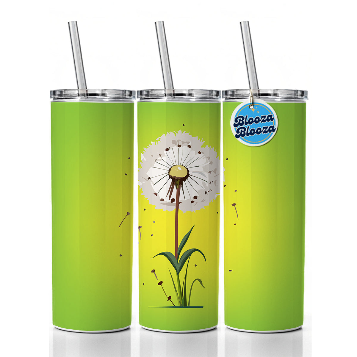 Dandelion Weed Flower Skinny Tumbler 20oz with Straw Insulated Water Bottle Gift
