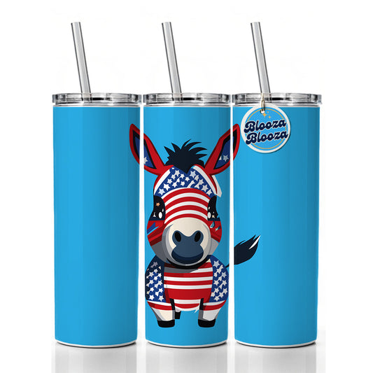 Democrat Donkey Patriotic Liberal Vote Cute Skinny Tumbler 20oz with Straw Insulated Water Bottle Gift