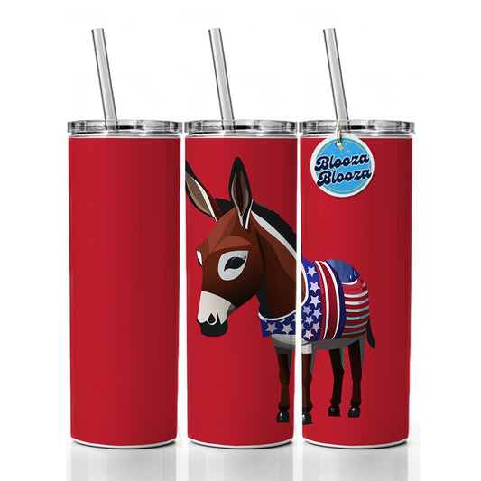Democrat Donkey Patriotic Liberal Vote Skinny Tumbler 20oz with Straw Insulated Water Bottle Gift