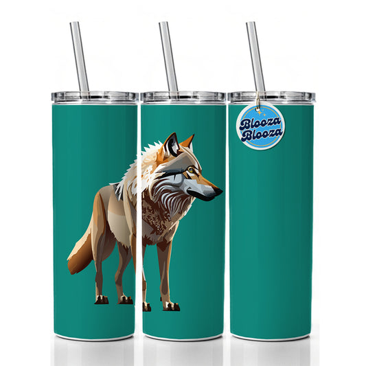 Dire Wolf Standing Skinny Tumbler 20oz with Straw Insulated Water Bottle Gift