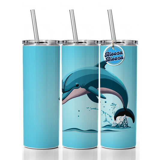 Dolphin Jumping Out of Water Skinny Tumbler 20oz with Straw Insulated Water Bottle Gift