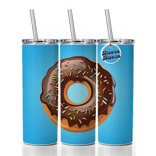 Donut Chocolate Sprinkles Skinny Tumbler 20oz with Straw Insulated Water Bottle Gift