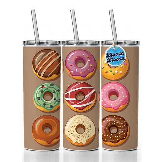Donuts Tasty Skinny Tumbler 20oz with Straw Insulated Water Bottle Gift