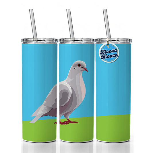 Dove Standing White Skinny Tumbler 20oz with Straw Insulated Water Bottle Gift