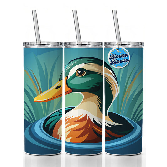 Duck in Water Elegant Skinny Tumbler 20oz with Straw Insulated Water Bottle Gift