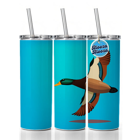 Duck Mallard Flying Hunting Skinny Tumbler 20oz with Straw Insulated Water Bottle Gift