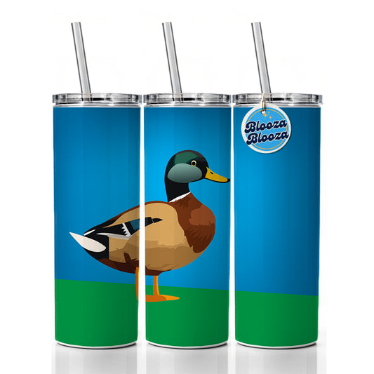 Duck Standing Profile Skinny Tumbler 20oz with Straw Insulated Water Bottle Gift