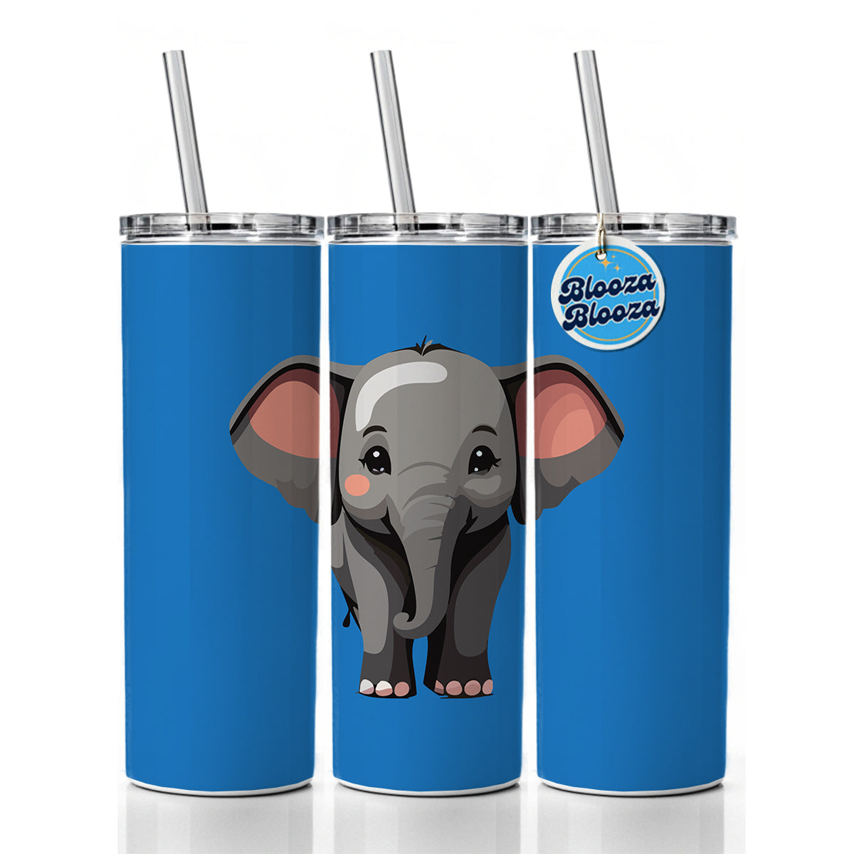 Elephant Cute Standing Skinny Tumbler 20oz with Straw Insulated Water Bottle Gift