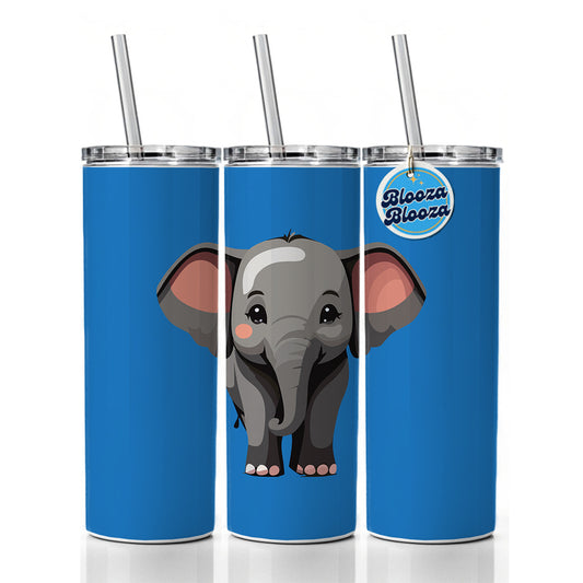 Elephant Cute Standing Skinny Tumbler 20oz with Straw Insulated Water Bottle Gift