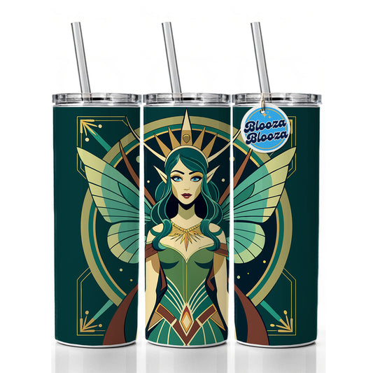 Fairy Nymph Art Deco Skinny Tumbler 20oz with Straw Insulated Water Bottle Gift